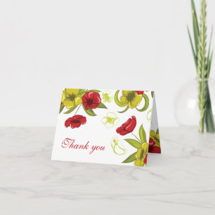 Rote + Limettengrüne Mohnblumen Hochzeit Danke