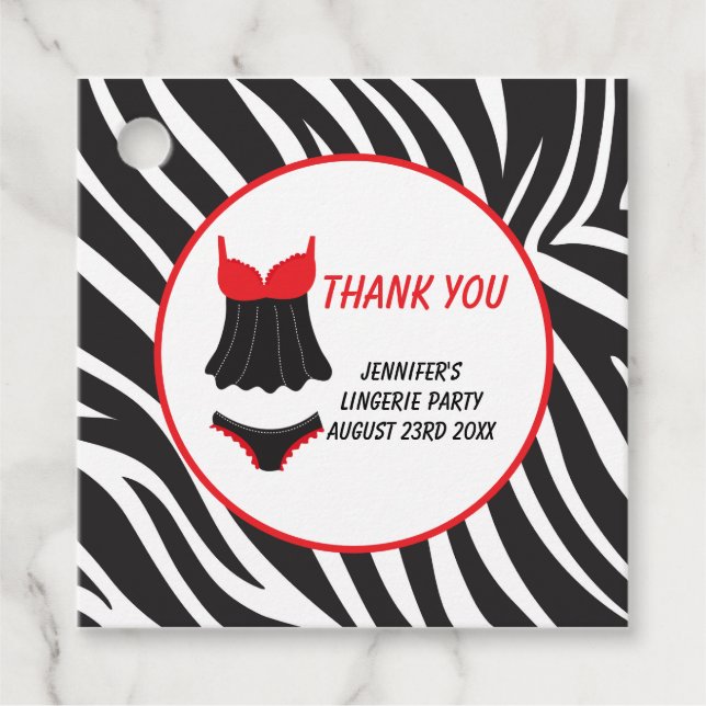 Rote Lingerie-Party Danke Geschenkanhänger (Vorderseite)