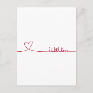rote Linie zeichne Herz mit Liebe Postkarte
