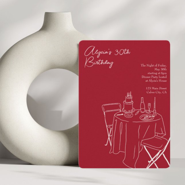 rote Linie zeichnend 30. Geburtstag Einladung (Von Creator hochgeladen)