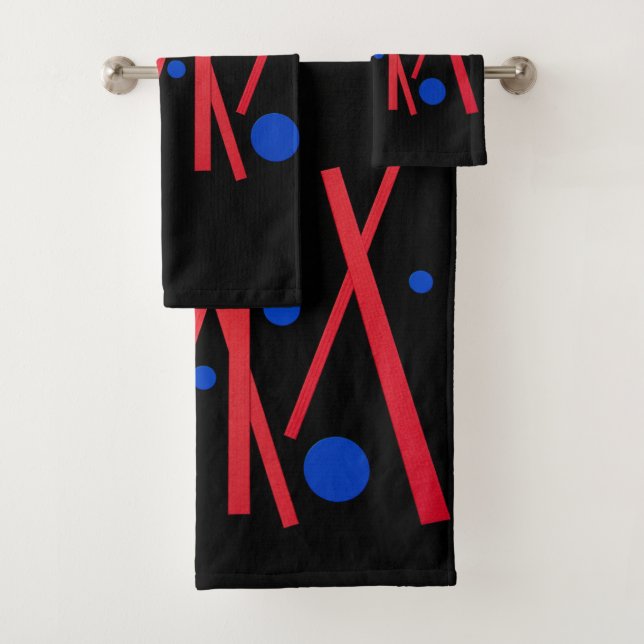 Rote Linien, blaue Punkte Badhandtuch Set (Insitu)