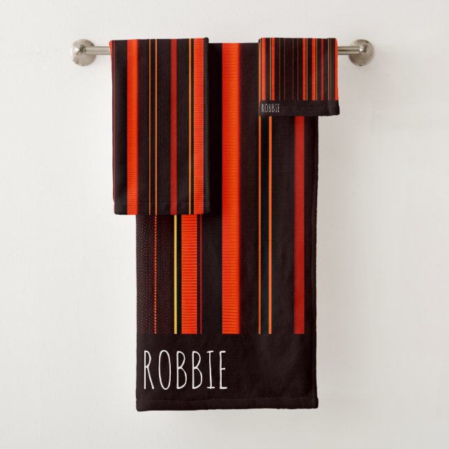 Rote Linien senkrechten Schatten Minimales Muster Badhandtuch Set (Insitu)