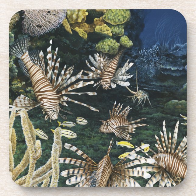 Rote Lionfish-Untersetzer Untersetzer (Vorderseite)