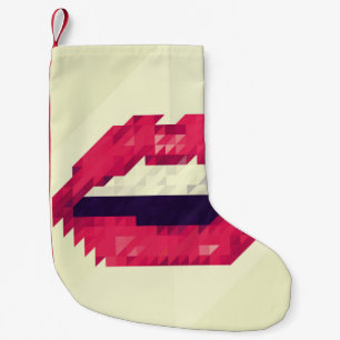 Rote Lippen aus kleinen Dreiecken, pixelship,pi Kleiner Weihnachtsstrumpf