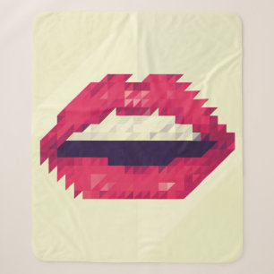 Rote Lippen aus kleinen Dreiecken, pixelship,pi Sherpadecke