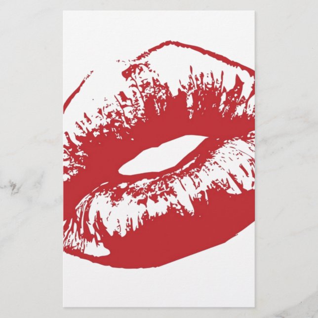 Rote Lippen Briefpapier (Vorderseite)