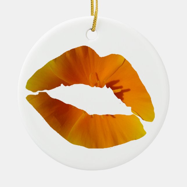 Rote Lippen Circle Ornament (Vorne)
