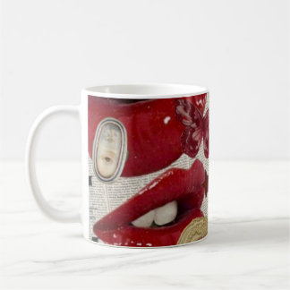 Rote Lippen Collage | Fellige Pop-Art-Kaffeetasse Kaffeetasse