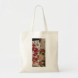 Rote Lippen Collage   Feste Pop-Art-Tasche Tragetasche