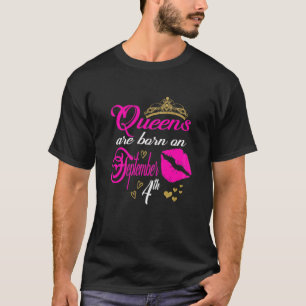 Rote Lippen Frauen Printzähler Geboren am Septembe T-Shirt
