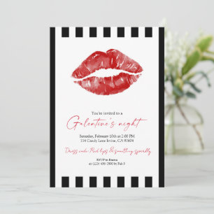 Rote Lippen Galentine’s-Nacht  Einladung