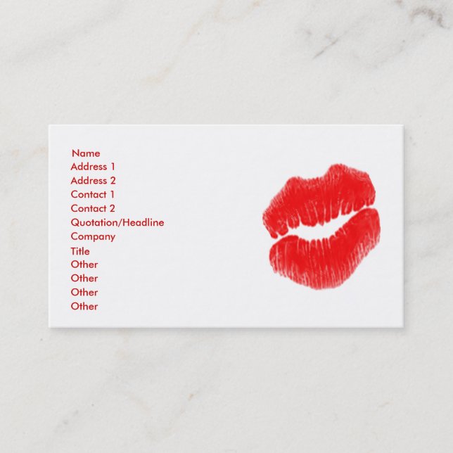 Rote Lippen in der weißen Visitenkarte für Make-up (Vorderseite)