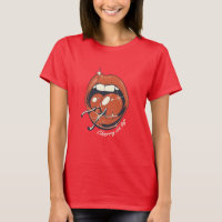 Rote-Lippen-Kirsch-Grafik Retro-T-Shirt