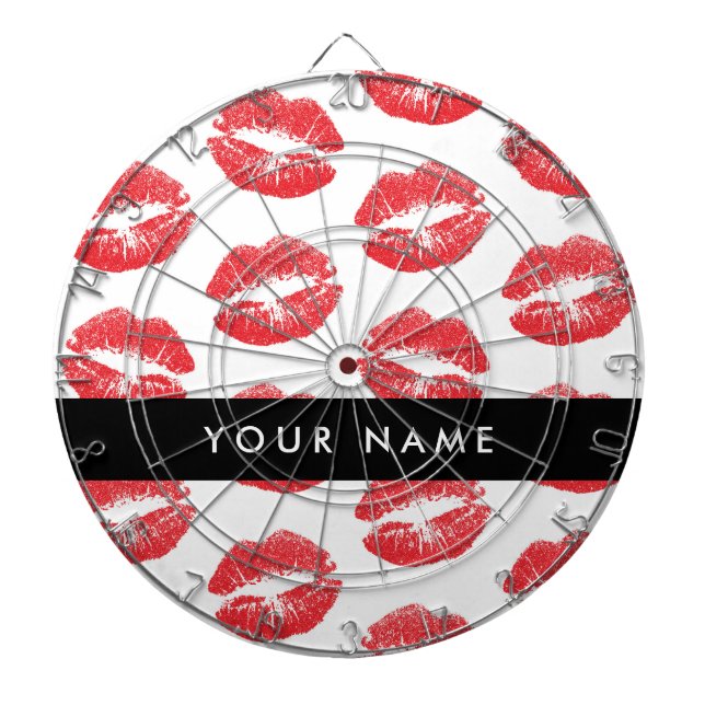 Rote Lippen, Kuss, Lipstick, Ihr Name, Personalisi Dartscheibe (vorne)