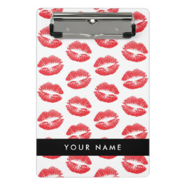 Rote Lippen, Kuss, Lipstick, Ihr Name, Personalisi Mini Klemmbrett
