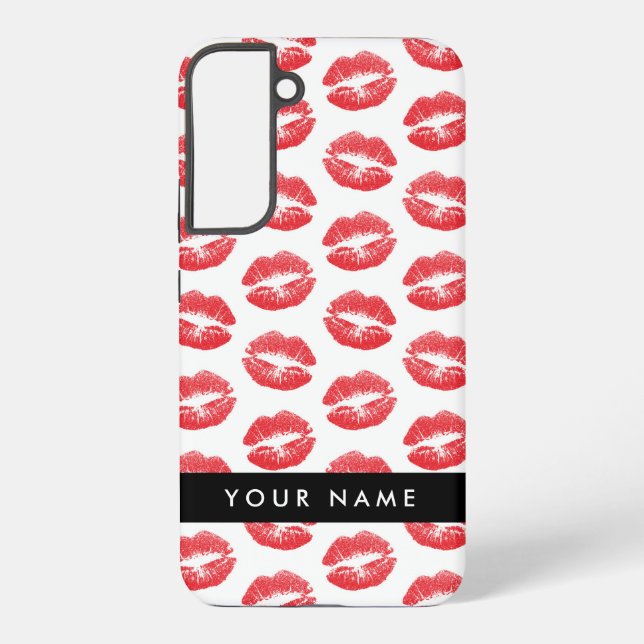 Rote Lippen, Kuss, Lipstick, Ihr Name, Personalisi Samsung Galaxy Hülle (Rückseite)