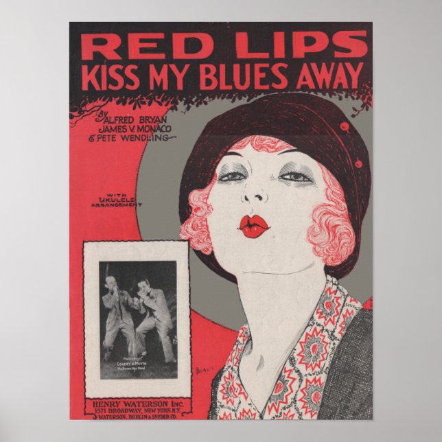 Rote Lippen küssen meine Blues weg Poster (Vorne)