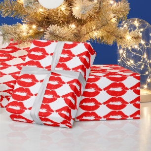 ROTE LIPPEN KÜSSEN WEIHNACHTSVERPACKUNGSPAPIER GESCHENKPAPIER