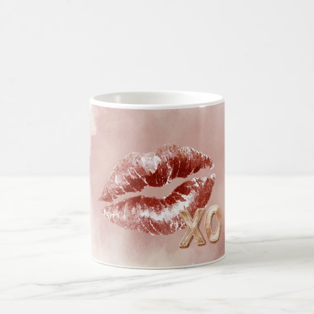 Rote Lippen küssen XO Kaffeetasse (Mittel)