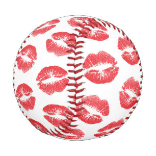 Rote Lippen, Lippenmuster, Roter Lippenstift, Kuss Baseball