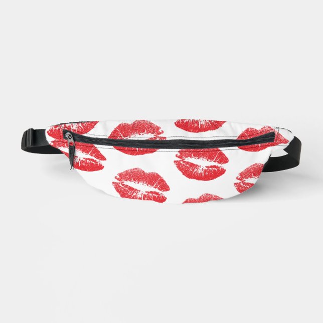 Rote Lippen, Lippenmuster, Roter Lippenstift, Kuss Bauchtasche (Vorderseite)