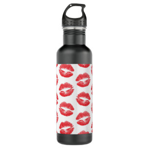 Rote Lippen, Lippenmuster, Roter Lippenstift, Kuss Edelstahlflasche