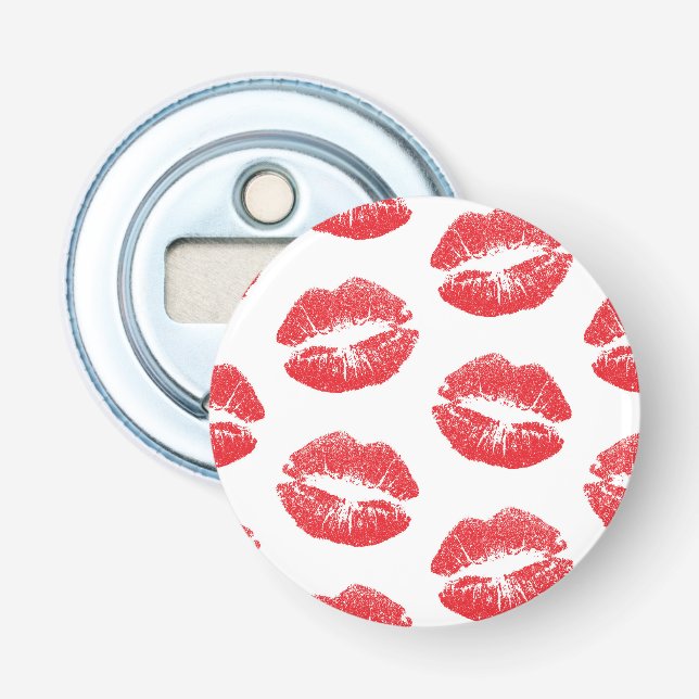 Rote Lippen, Lippenmuster, Roter Lippenstift, Kuss Flaschenöffner (Vorderseite)