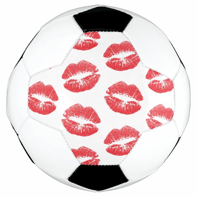 Rote Lippen, Lippenmuster, Roter Lippenstift, Kuss Fußball (Vorderseite)