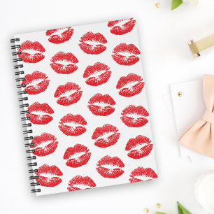 Rote Lippen, Lippenmuster, Roter Lippenstift, Kuss Notizbuch