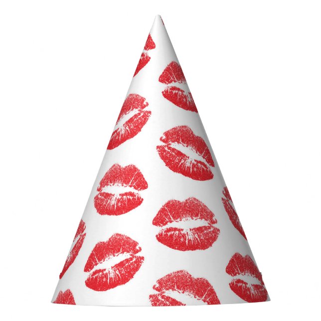 Rote Lippen, Lippenmuster, Roter Lippenstift, Kuss Partyhütchen (Vorderseite)