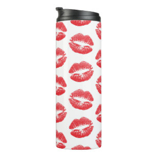 Rote Lippen, Lippenmuster, Roter Lippenstift, Kuss Thermosbecher