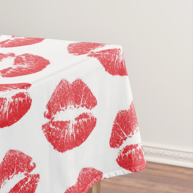 Rote Lippen, Lippenmuster, Roter Lippenstift, Kuss Tischdecke (Beispiel)