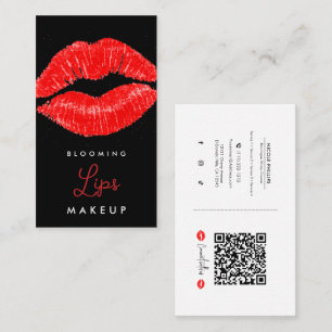Rote Lippen Lippenstift Lippen-Make-up Social Medi Visitenkarte