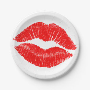 Rote Lippen Lippenstift Lippenstift Make-up Schönh Pappteller