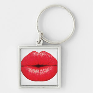 Rote Lippen Lippenstift Pop Art Kuss Schlüsselanhänger