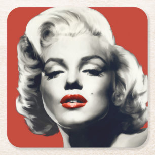 Rote Lippen Marilyn Rechteckiger Pappuntersetzer