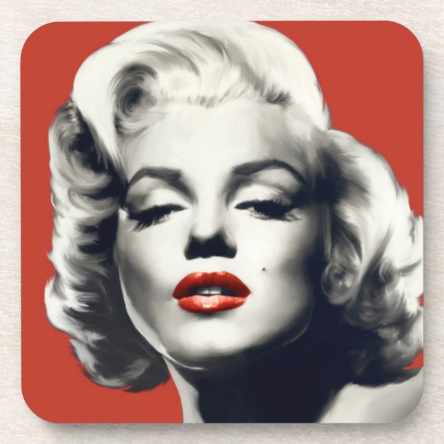 Rote Lippen Marilyn Untersetzer (Vorderseite)