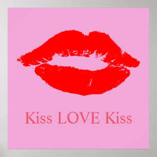 Rote Lippen mit Kiss Liebe Kiss Custom Color Poster