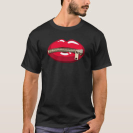 Rote Lippen mit Reißverschluss T-Shirt