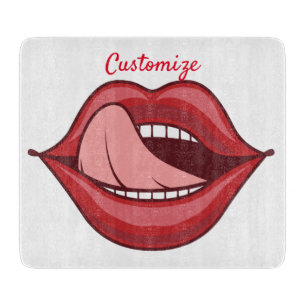 Rote Lippen Offener Mund Thunder_Cove Schneidebrett