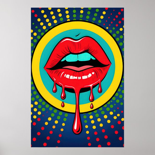 Rote Lippen Pop Art Poster (Vorne)