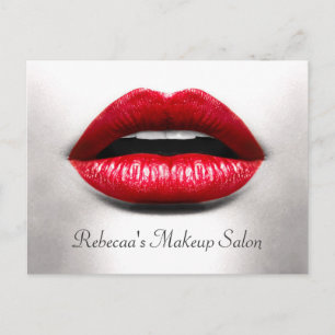 Rote Lippen Retro-Schönheit Stylisches Makeup-Salo Postkarte