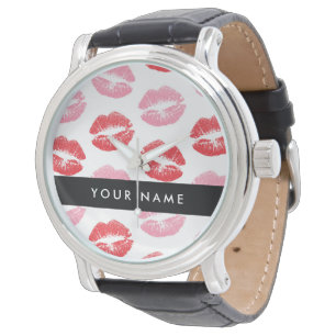Rote Lippen, rosa Lippen, Kuss, Ihr Name, Personal Armbanduhr
