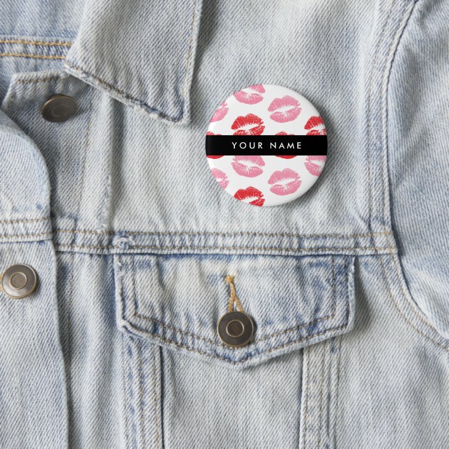 Rote Lippen, rosa Lippen, Kuss, Ihr Name, personal Button (Beispiel)