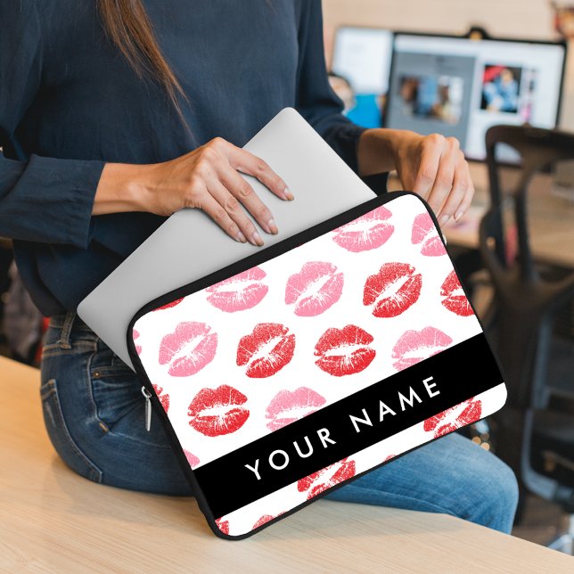Rote Lippen, rosa Lippen, Kuss, Ihr Name, personal Laptopschutzhülle (Von Creator hochgeladen)