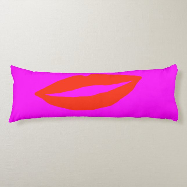 Rote Lippen Rosa Seitenschläferkissen (Vorderseite)