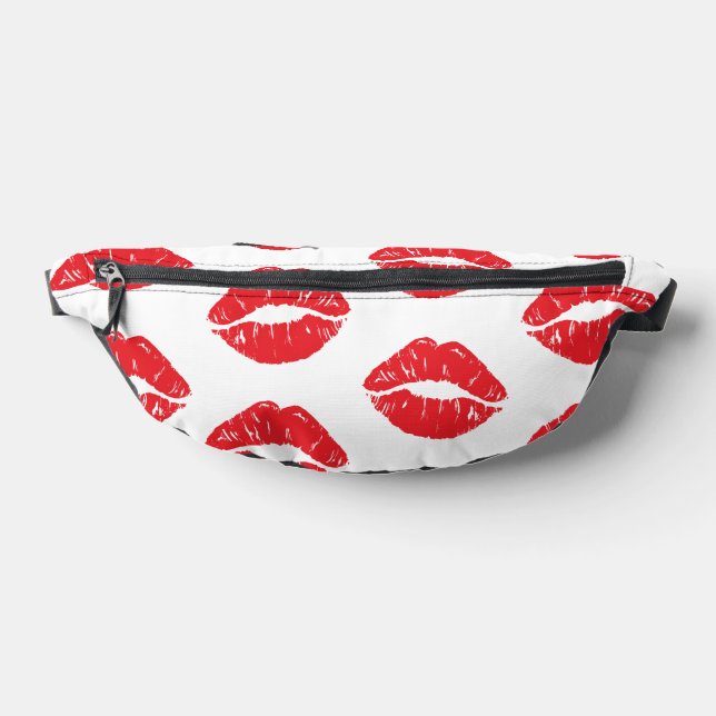 Rote Lippen, roter Lippenstift, Kuss, Lippenmuster Bauchtasche (Ablage )
