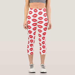 Rote Lippen, roter Lippenstift, Kuss, Lippenmuster Capri Leggings