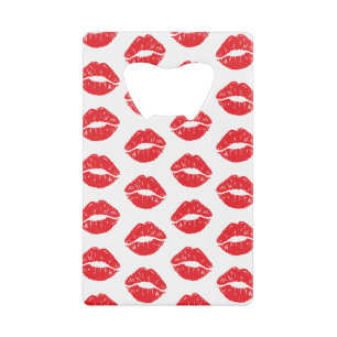 Rote Lippen, roter Lippenstift, Kuss, Lippenmuster Geldbeutel Flaschenöffner