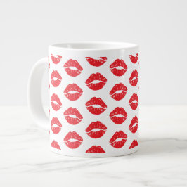 Rote Lippen, roter Lippenstift, Kuss, Lippenmuster Jumbo-Tasse
